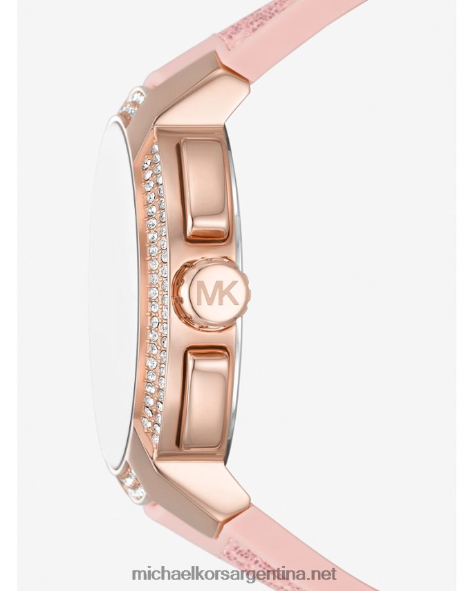 unisexo rosa reloj de gran tamaño con pavé de sydney y logo Michael Kors T46HB04007