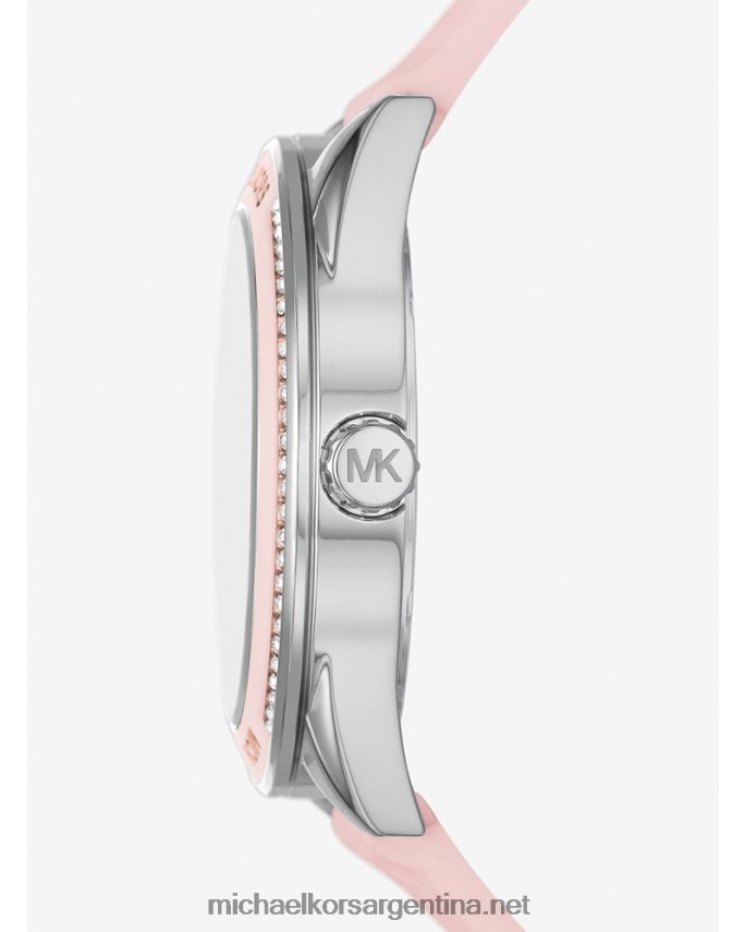 unisexo rosa reloj de silicona en relieve jessaand de gran tamaño Michael Kors T46HB03989
