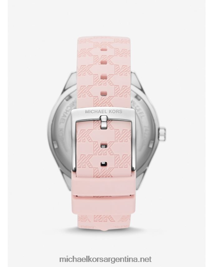 unisexo rosa reloj de silicona en relieve jessaand de gran tamaño Michael Kors T46HB03989