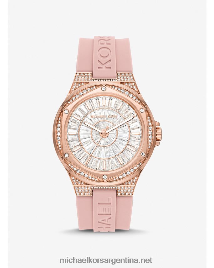 unisexo rubor reloj Lennox de gran tamaño pavé y silicona Michael Kors T46HB03968