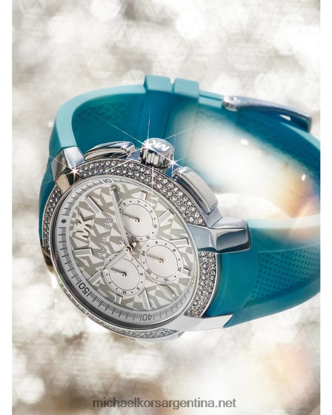 unisexo turquesa reloj sydney paveand de silicona de gran tamaño Michael Kors T46HB03994