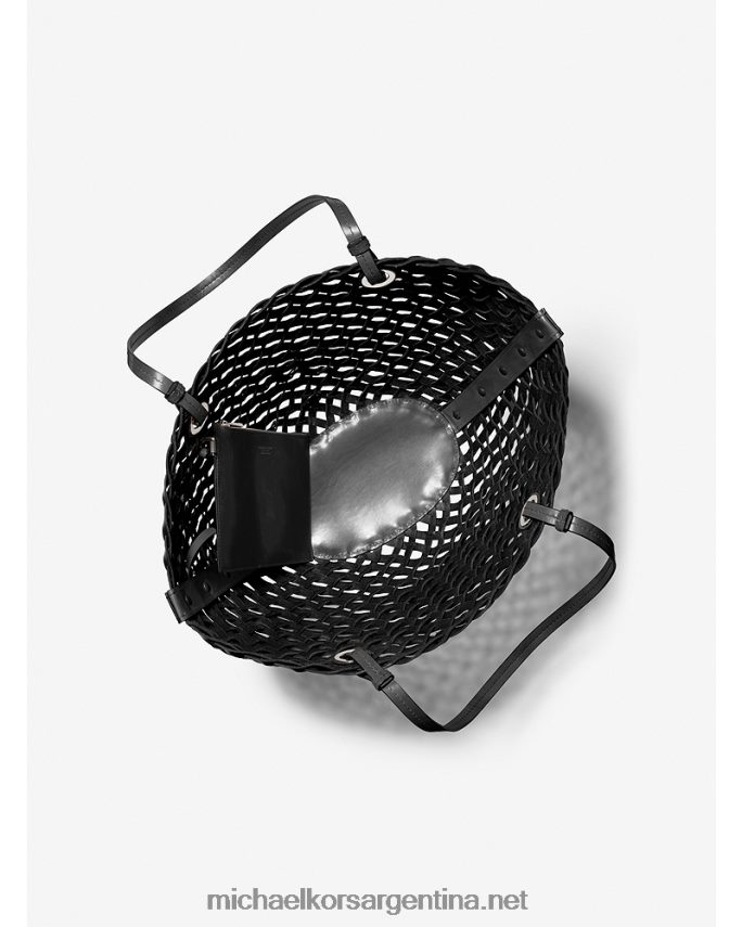 unisexo negro bolso tote colección isabella mediano de piel tejida a mano Michael Kors T46HB03773