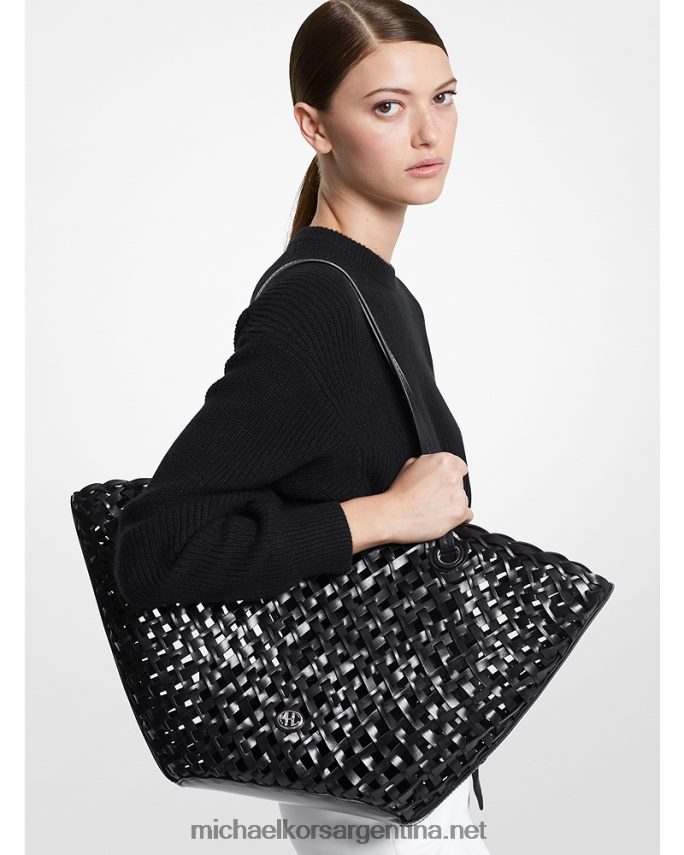 unisexo negro bolso tote colección isabella mediano de piel tejida a mano Michael Kors T46HB03773
