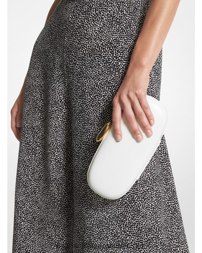 unisexo Blanco óptico minaudiere de cuero pequeño de la colección tina Michael Kors T46HB03776