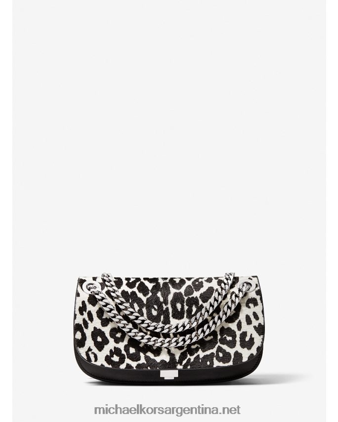unisexo blanco negro bolso sobre de piel de becerro y pelo de becerro con estampado de leopardo mini christie Michael Kors T46HB03803
