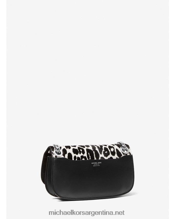 unisexo blanco negro bolso sobre de piel de becerro y pelo de becerro con estampado de leopardo mini christie Michael Kors T46HB03803