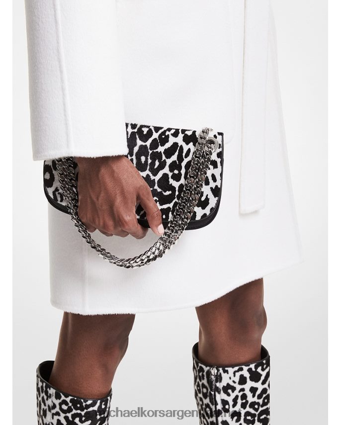unisexo blanco negro bolso sobre de piel de becerro y pelo de becerro con estampado de leopardo mini christie Michael Kors T46HB03803