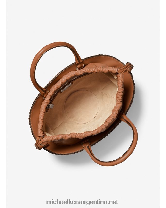 unisexo castaña bolsa de mercado de cuero trenzado colección audrey Michael Kors T46HB03948