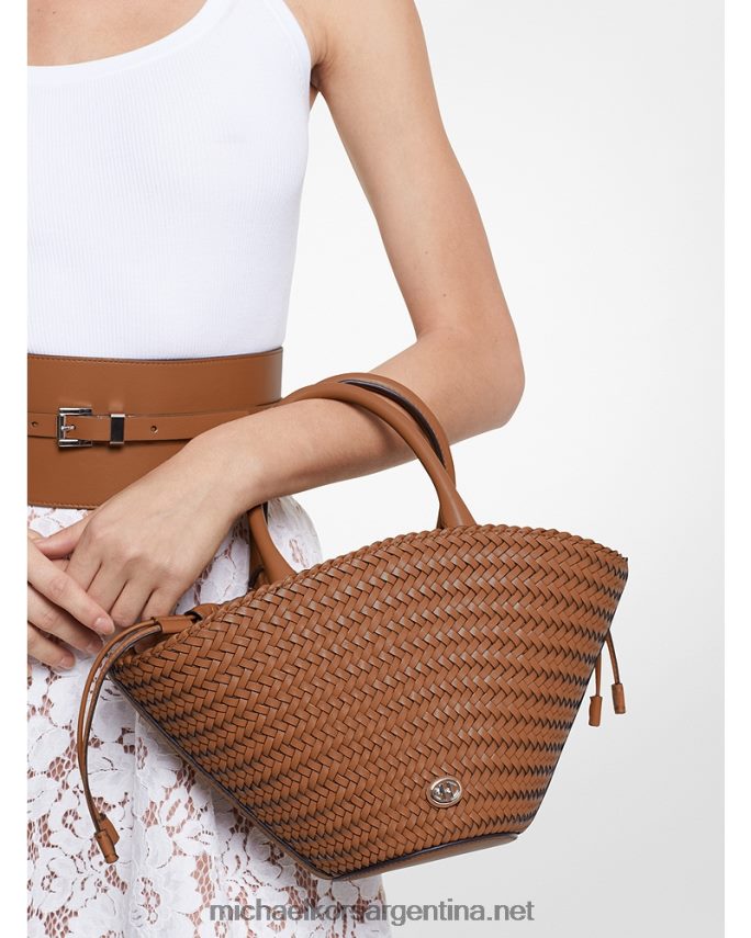 unisexo castaña bolsa de mercado de cuero trenzado colección audrey Michael Kors T46HB03948