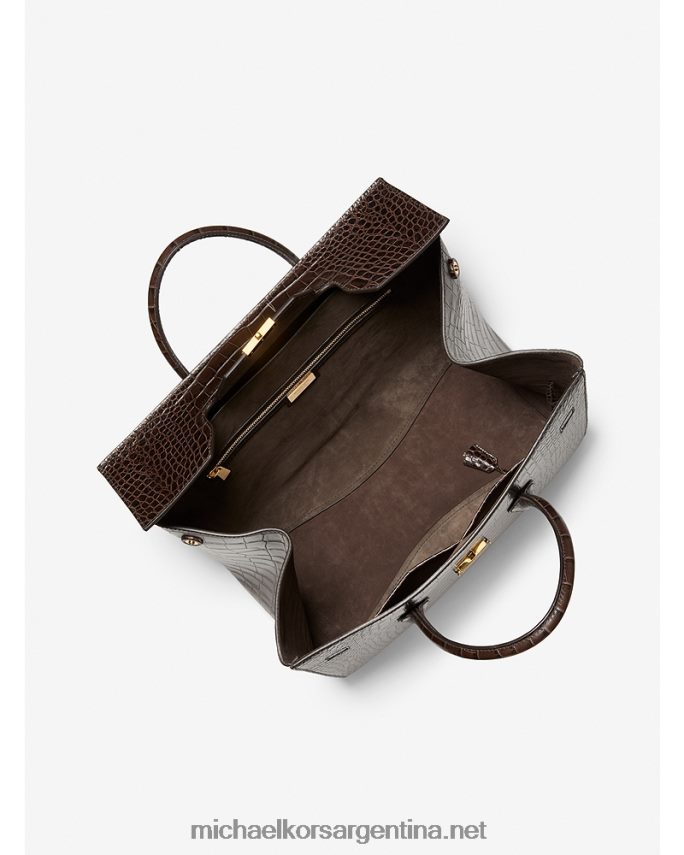 unisexo chocolate bolso de fin de semana de piel grabada de cocodrilo collection campbell Michael Kors T46HB03814