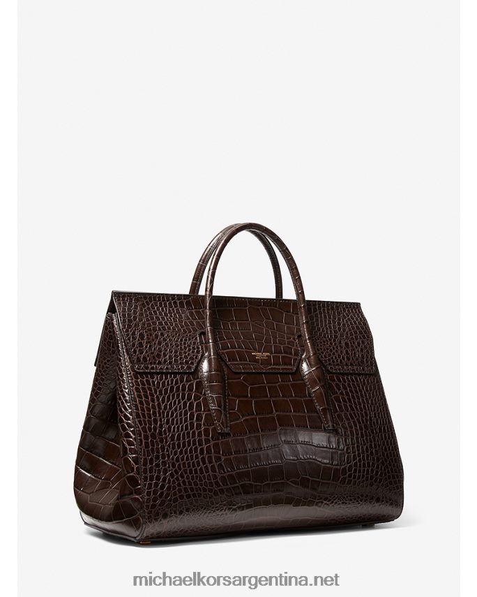 unisexo chocolate bolso de fin de semana de piel grabada de cocodrilo collection campbell Michael Kors T46HB03814