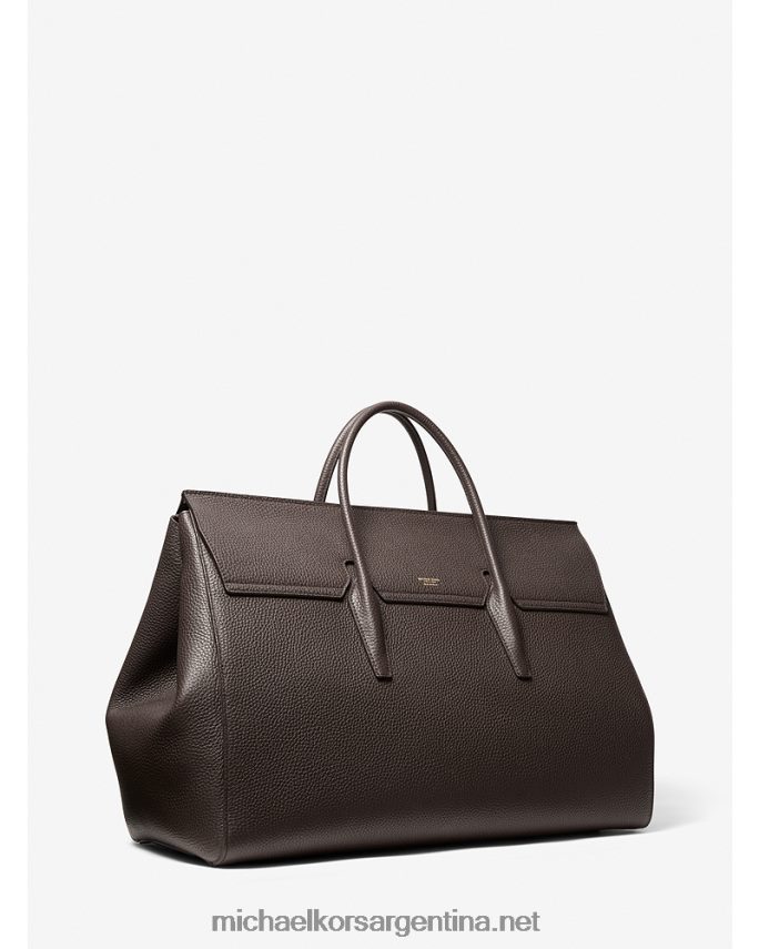 unisexo chocolate bolso de fin de semana extragrande de la colección campbell de piel granulada Michael Kors T46HB03770