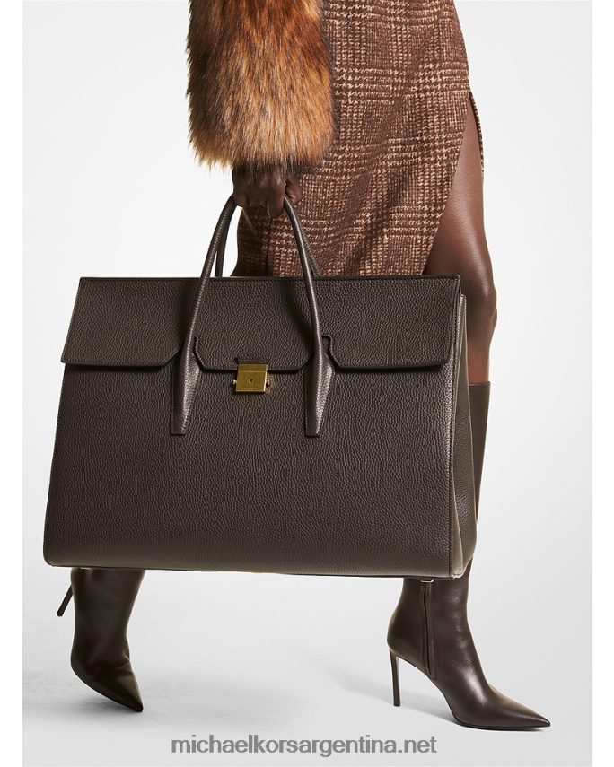 unisexo chocolate bolso de fin de semana extragrande de la colección campbell de piel granulada Michael Kors T46HB03770