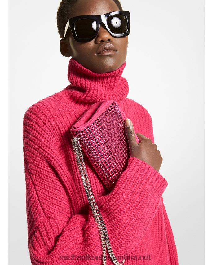 unisexo fucsia bolso sobre mini de ante adornado con cristales de colección christie Michael Kors T46HB03806