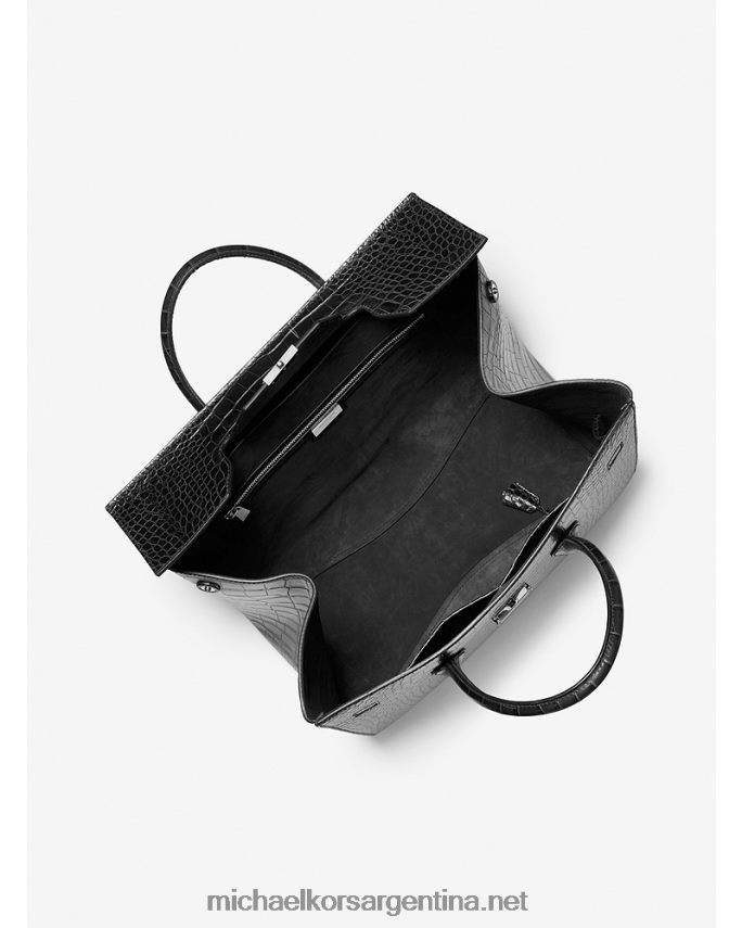 unisexo negro bolso de fin de semana de piel grabada de cocodrilo collection campbell Michael Kors T46HB03792