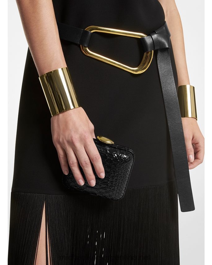 unisexo negro minaudiere colección tina mini pitón piel gofrada Michael Kors T46HB03779