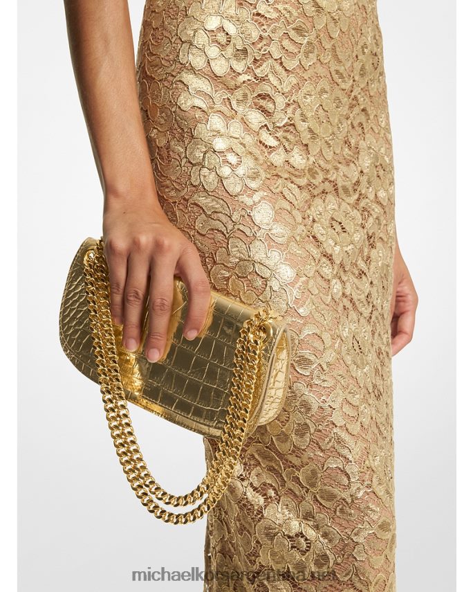 unisexo oro bolso sobre mini colección christie de piel repujada de cocodrilo metalizado Michael Kors T46HB03783