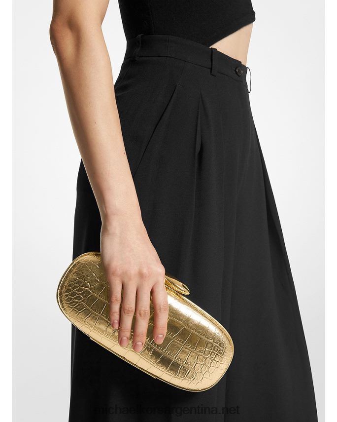 unisexo oro colección tina pequeño minaudiere de piel repujada de cocodrilo metalizado Michael Kors T46HB03777