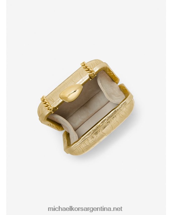 unisexo oro minaudiere colección tina mini piel repujada cocodrilo metalizado Michael Kors T46HB03781