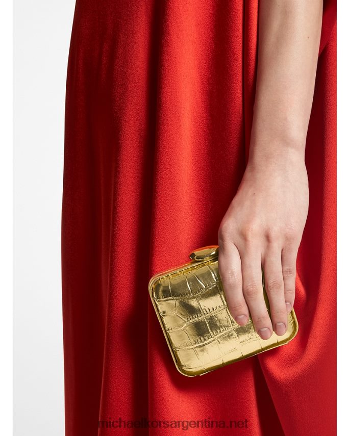 unisexo oro minaudiere colección tina mini piel repujada cocodrilo metalizado Michael Kors T46HB03781