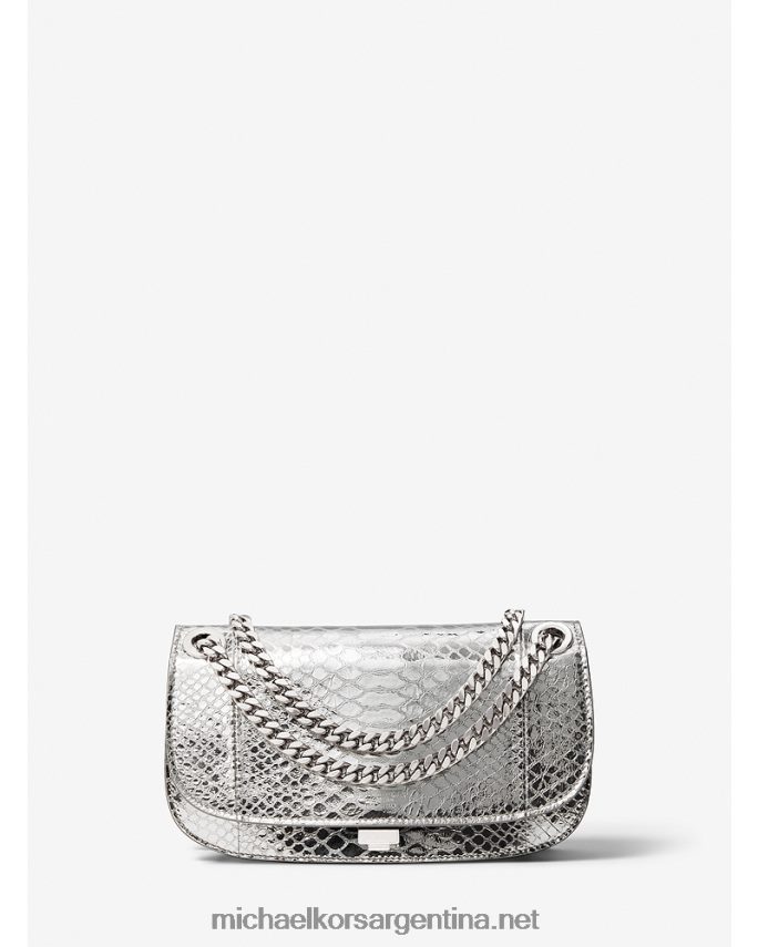 unisexo plata bolso sobre mini colección christie de piel repujada de pitón metalizado Michael Kors T46HB03801