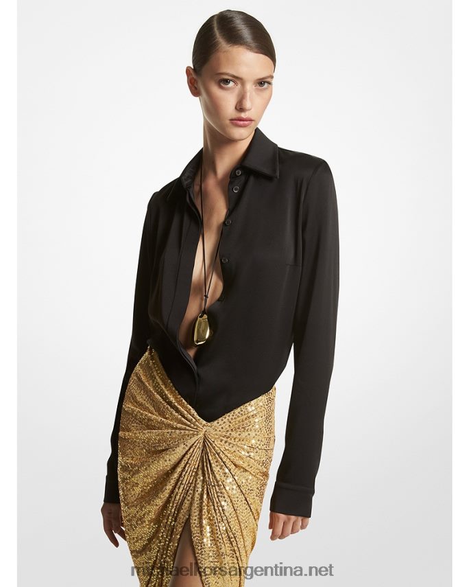 unisexo negro colección hansen charmeuse camisa Michael Kors T46HB03466