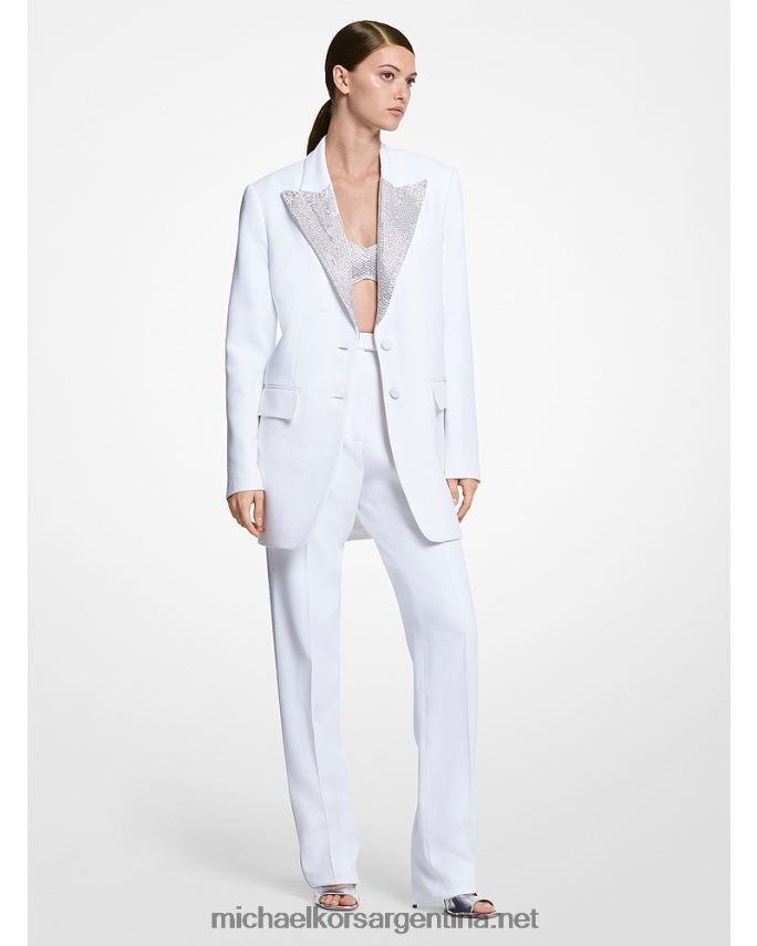 unisexo Blanco óptico blazer de crepé doble de marta cibelina con cristales bordados a mano de la colección Michael Kors T46HB03654