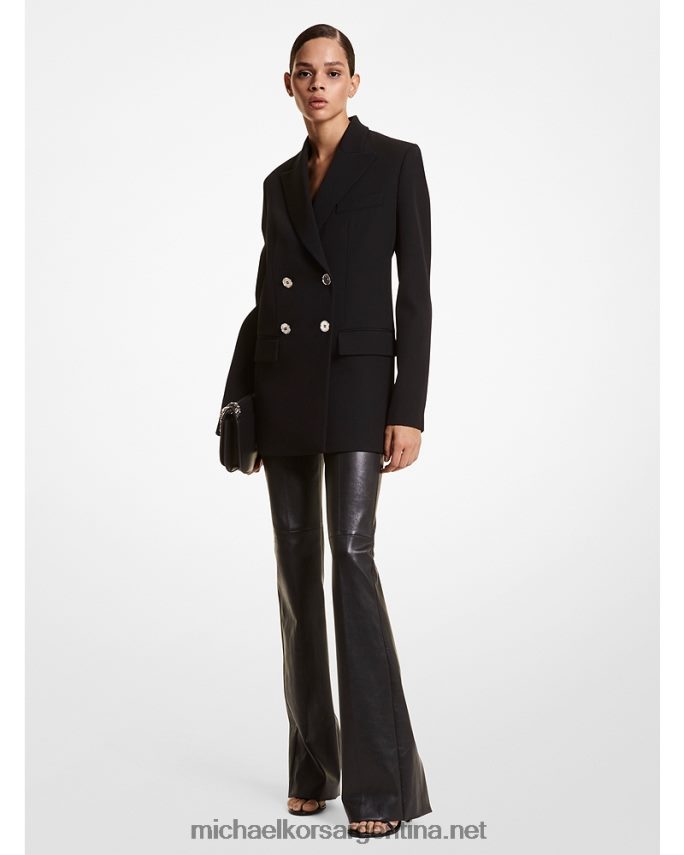 unisexo negro blazer con doble botonadura en gabardina de lana collection Michael Kors T46HB03601