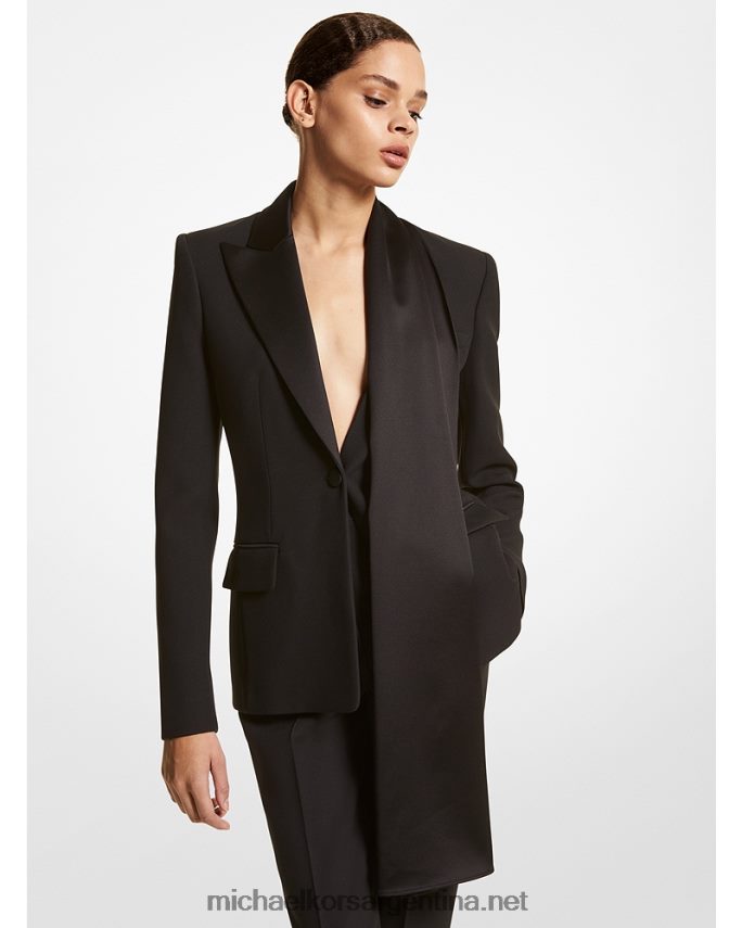 unisexo negro blazer de doble crepé con bufanda de marta cibelina collection Michael Kors T46HB03761