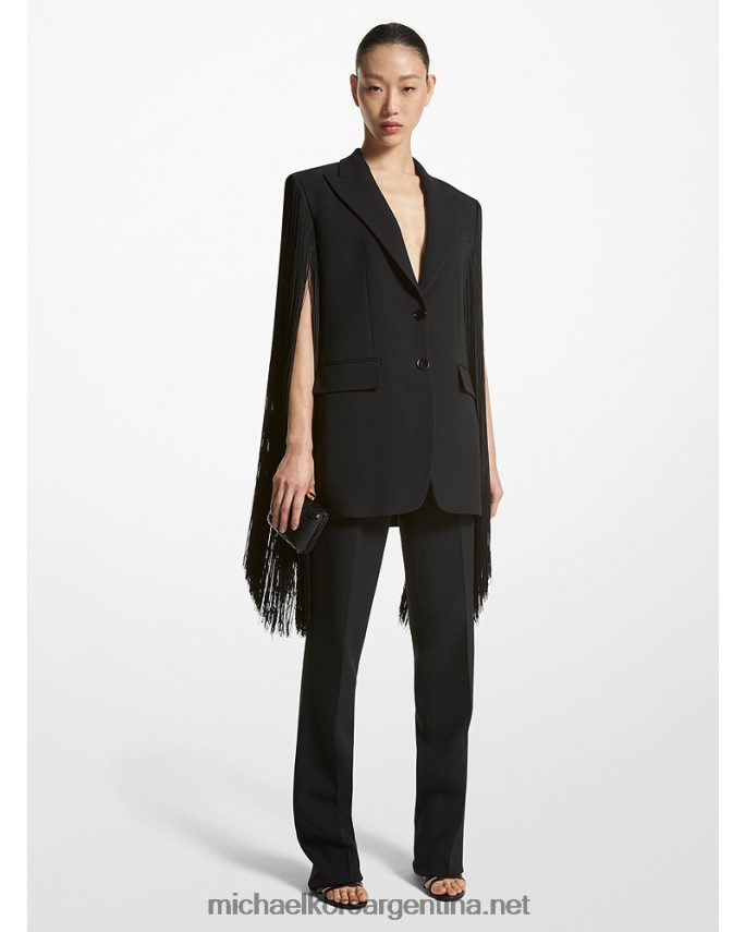 unisexo negro blazer doble crepe sable con flecos collection Michael Kors T46HB03402