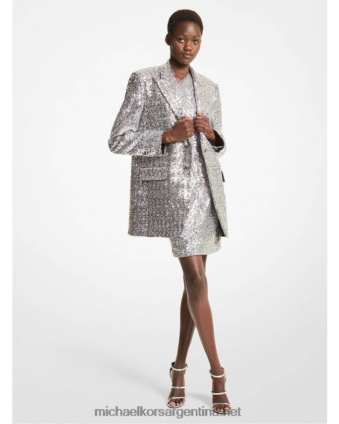 unisexo plata blazer boyfriend de crepé doble con lentejuelas collection Michael Kors T46HB03608