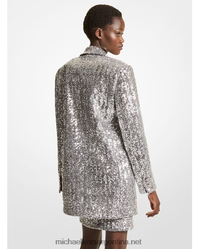 unisexo plata blazer boyfriend de crepé doble con lentejuelas collection Michael Kors T46HB03608