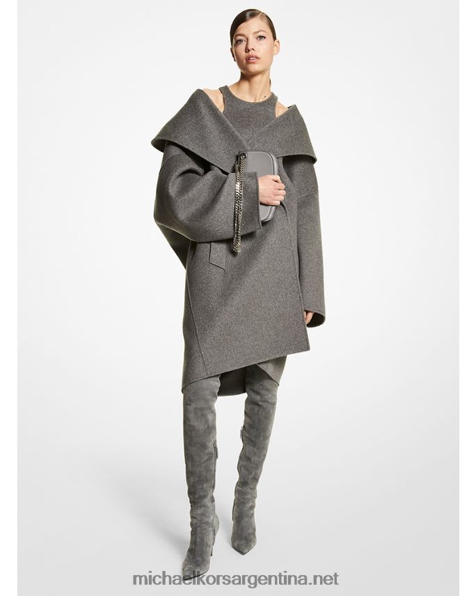 unisexo banquero gris abrigo de embrague melton de lana melange de doble cara de la colección Michael Kors T46HB03764