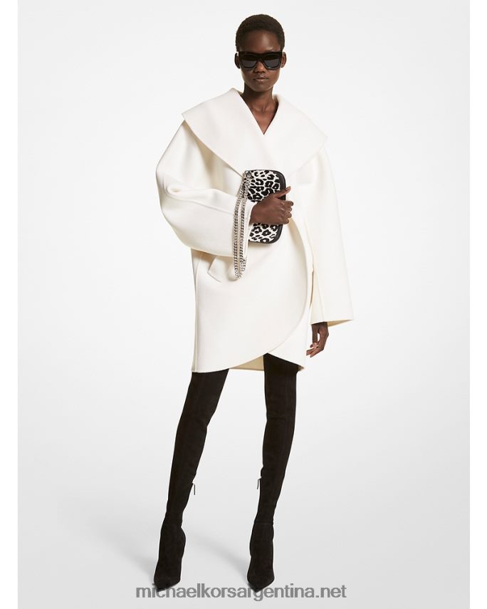 unisexo blanco abrigo de embrague melton de lana de doble cara de la colección Michael Kors T46HB03635