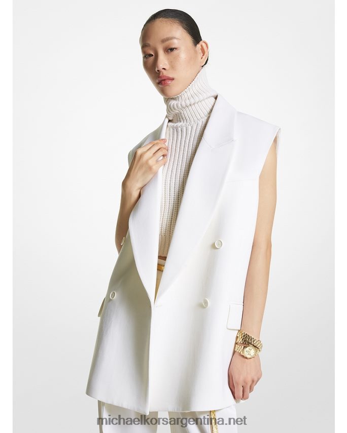 unisexo blanco colección chaqueta sin mangas de gabardina de lana Michael Kors T46HB03446