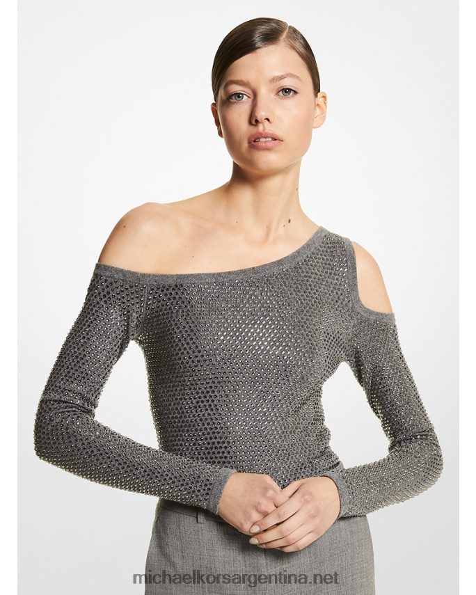 unisexo banquero gris body de cashmere elástico con detalles de cristales Michael Kors T46HB03653