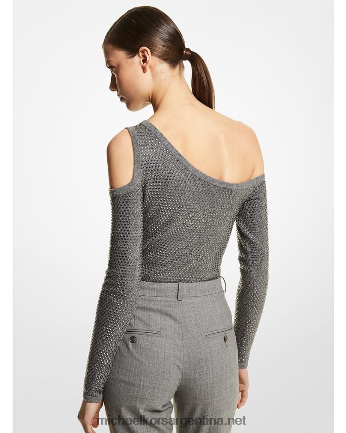 unisexo banquero gris body de cashmere elástico con detalles de cristales Michael Kors T46HB03653