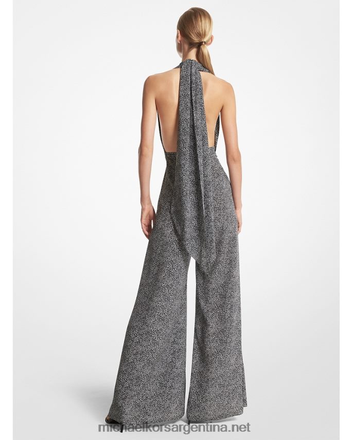 unisexo blanco negro mono de crepé de seda orgánica mini cheetah de la colección Michael Kors T46HB03417