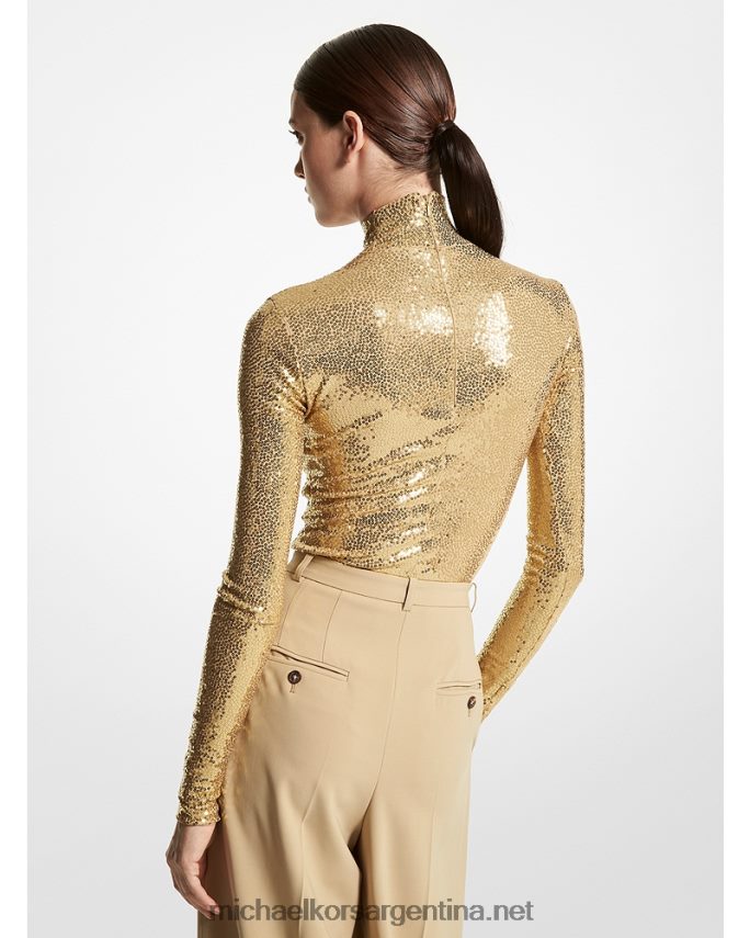 unisexo duna body de jersey elástico mate con lentejuelas y cuello alto de la colección Michael Kors T46HB03455