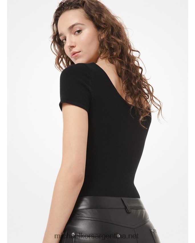 unisexo negro body de cashmere con cuello redondo de la colección Michael Kors T46HB03729