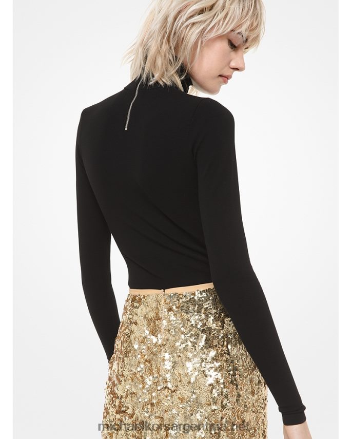 unisexo negro body de cuello alto de viscosa elástica Collection Michael Kors T46HB03689