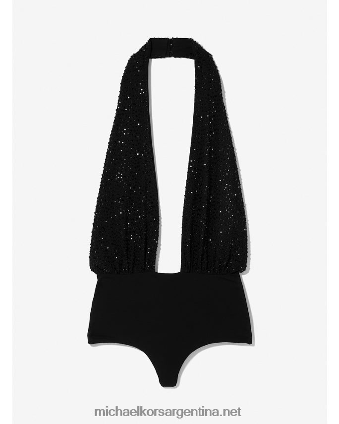 unisexo negro body de jersey elástico con cristales bordados a mano Michael Kors T46HB03592