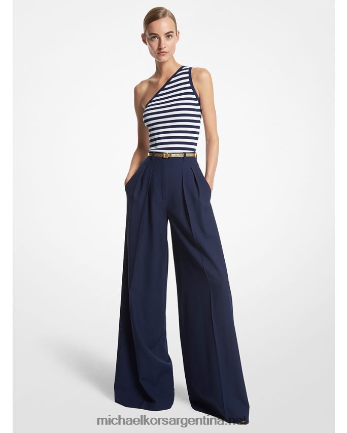 unisexo azul marino/blanco camiseta sin mangas de un solo hombro de viscosa elástica acanalada de colección Michael Kors T46HB03576