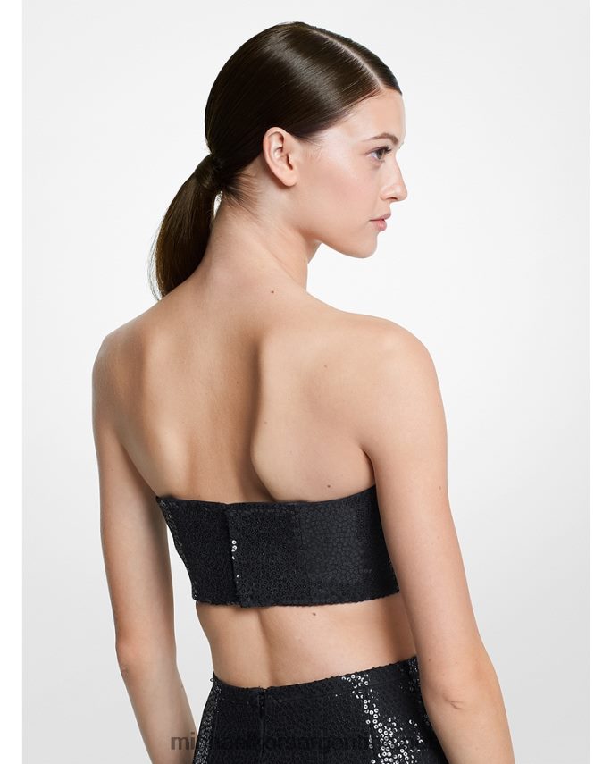 unisexo negro colección bandeau de marta sable de doble crepé con lentejuelas bordadas a mano Michael Kors T46HB03663