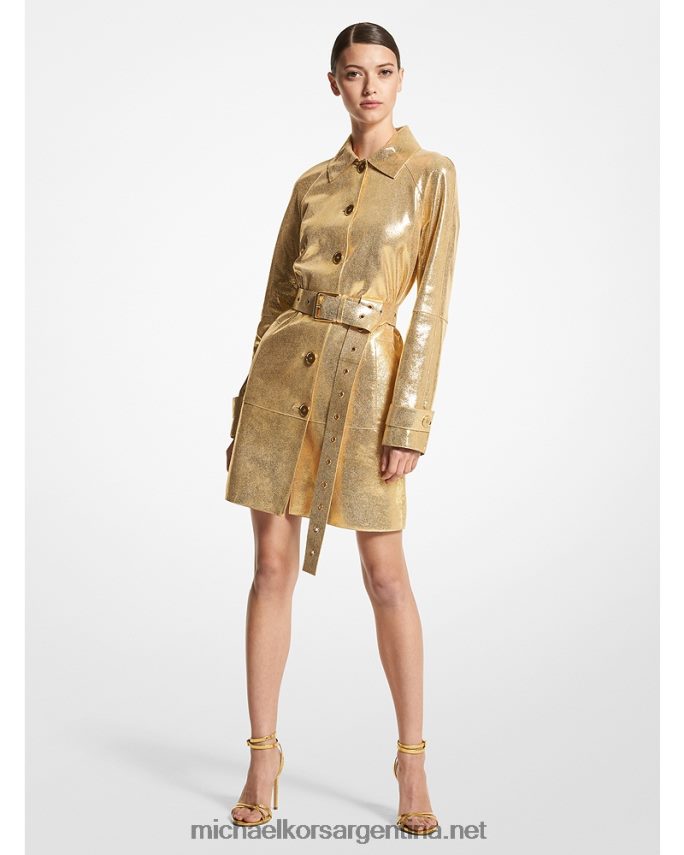 unisexo oro colección ante metalizado con cinturón balmacaan Michael Kors T46HB03461