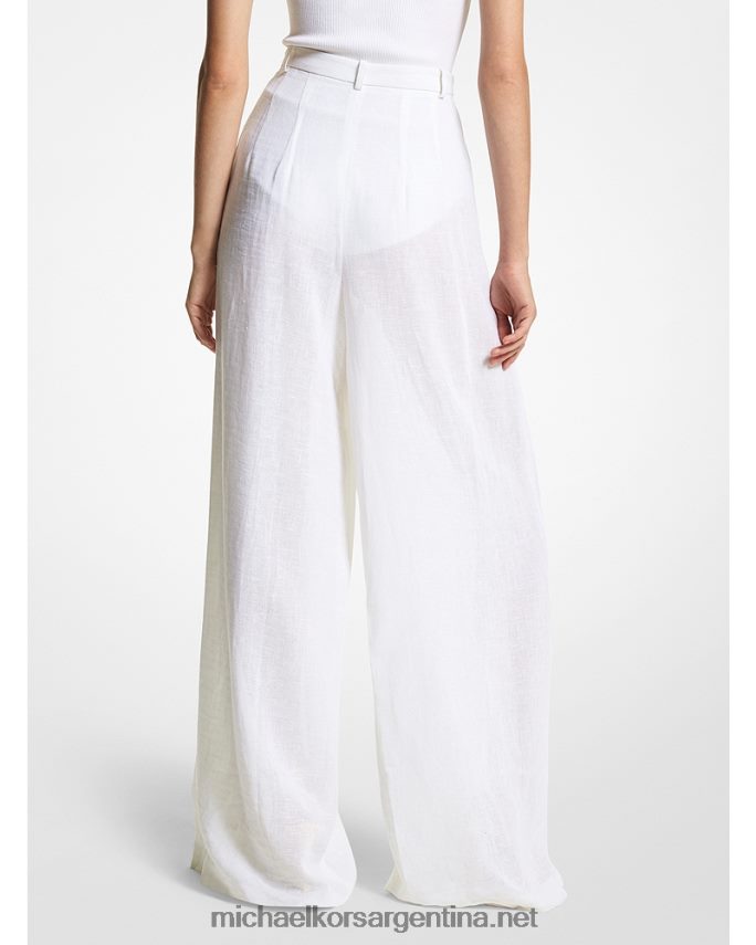 unisexo Blanco óptico colección pantalones palazzo gasa lino Michael Kors T46HB03434