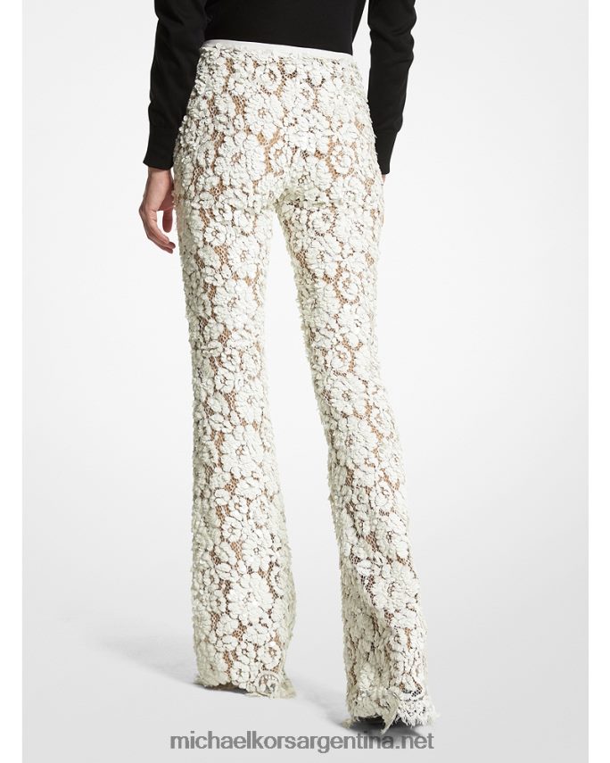 unisexo Blanco óptico pantalones de encaje floral paillette bordados a mano colección Michael Kors T46HB03428