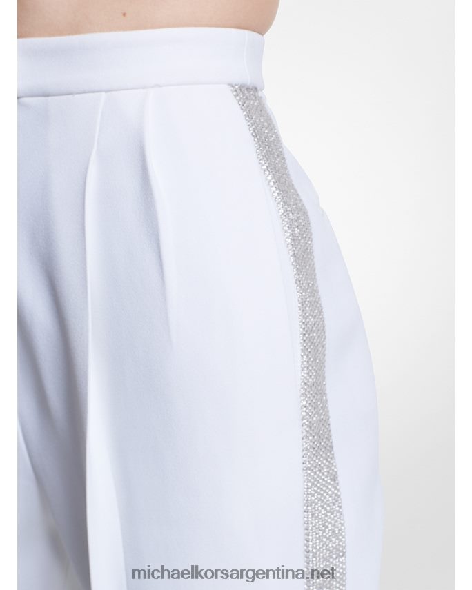 unisexo Blanco óptico pantalones de marta cibelina de crepé doble con cristales bordados a mano de la colección Michael Kors T46HB03652