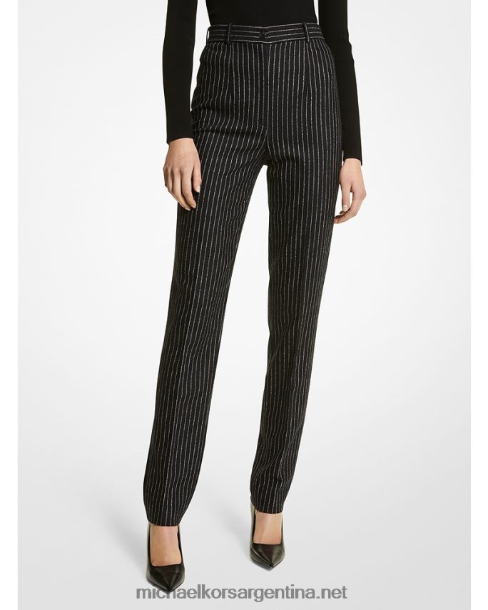 unisexo blanco negro pantalones de franela elástica con rayas finas de collection carolyn Michael Kors T46HB03596