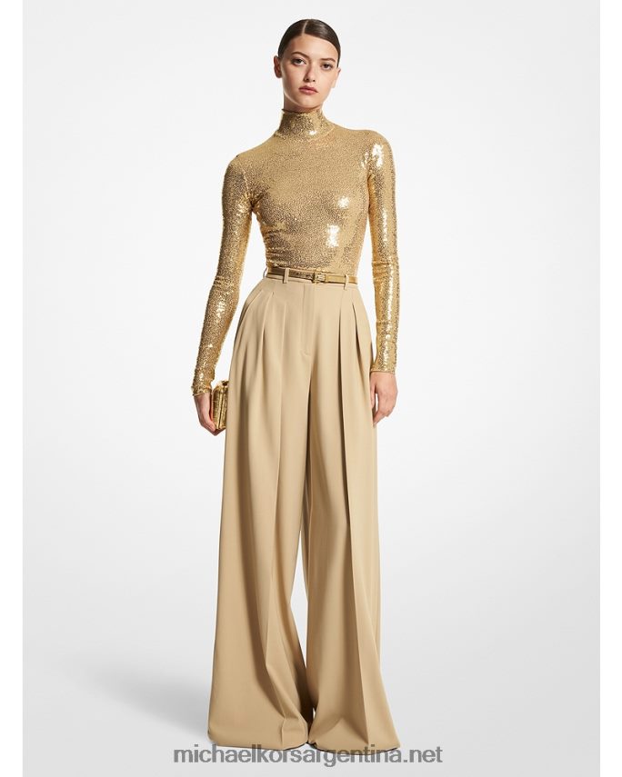 unisexo duna pantalones anchos plisados ​​de sarga de lana collection Michael Kors T46HB03457